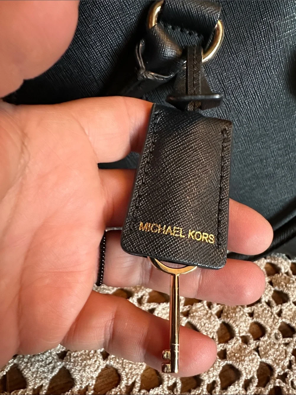 Michael Kors Black Satchel with Gold Hardware
